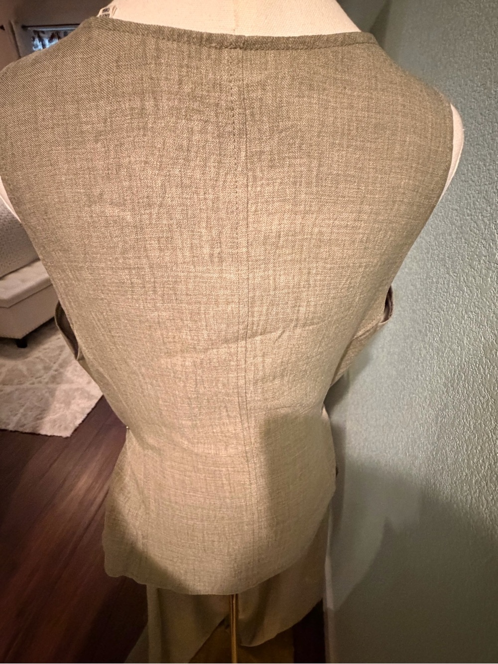 Max Studio London Olive Linen Blend Vest & Wide Leg Pant Set Top XL,Pants Large - Picture 6 of 13